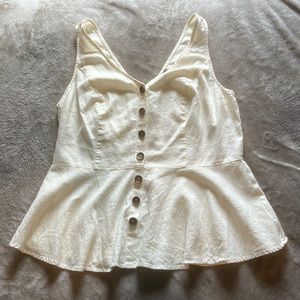 Ivory peplum button up tank top